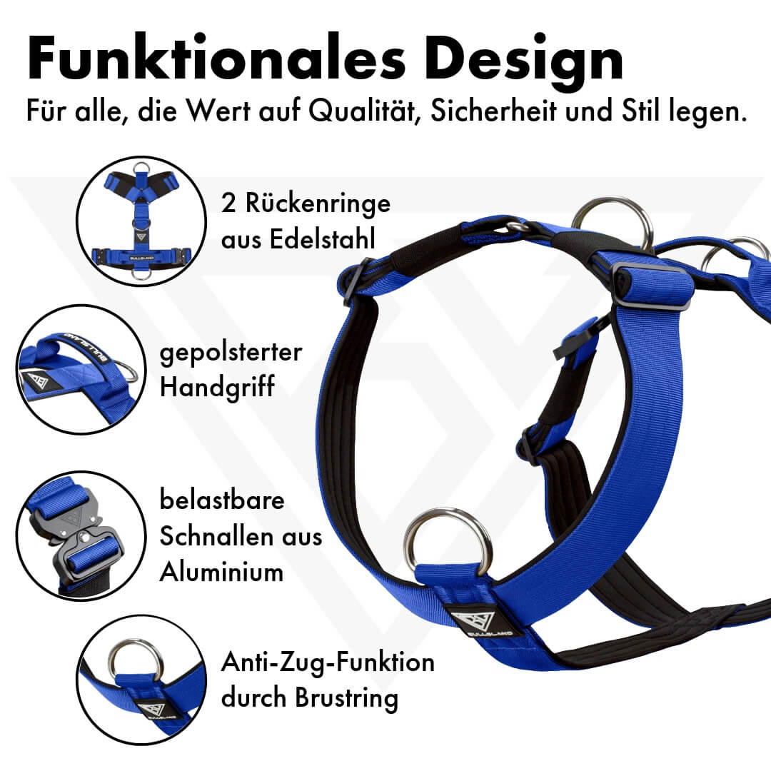 Tactisch Y-harnas "Pro" – met handvat – Blauw