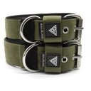 Zwei breite Nylonhalsbänder mit Edelstahl Dornschließe von Bullsland Dogwear