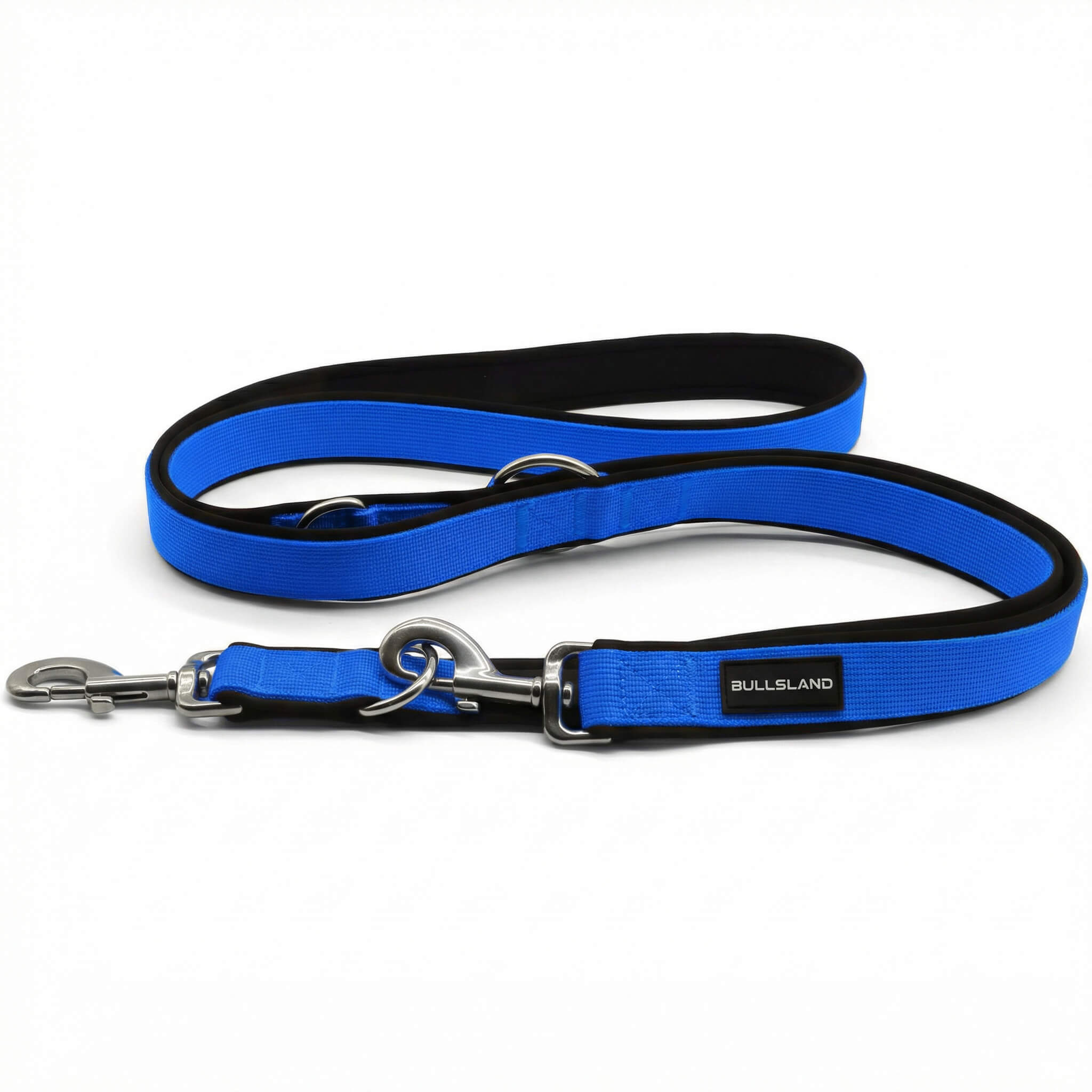 Hondenriem met roestvrijstalen karabijnhaak - 3-voudig verstelbaar - met neopreen vulling - Blauw