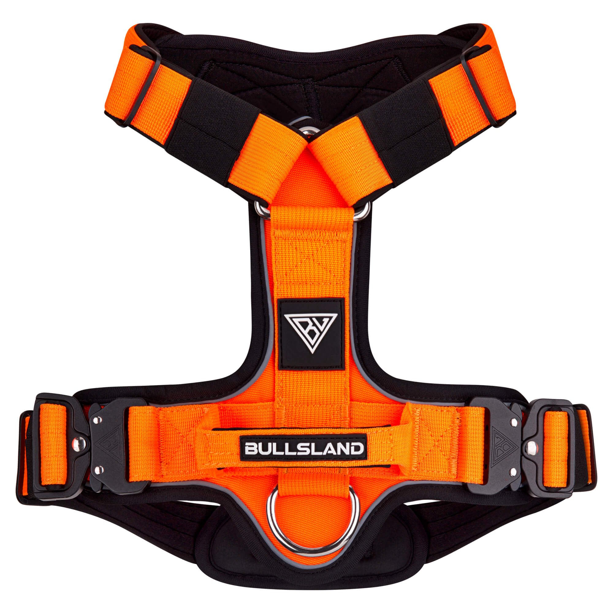 Gevoerd hondentuigje "Titan" - met veiligheidsgespen, handvat en neopreen vulling - Oranje