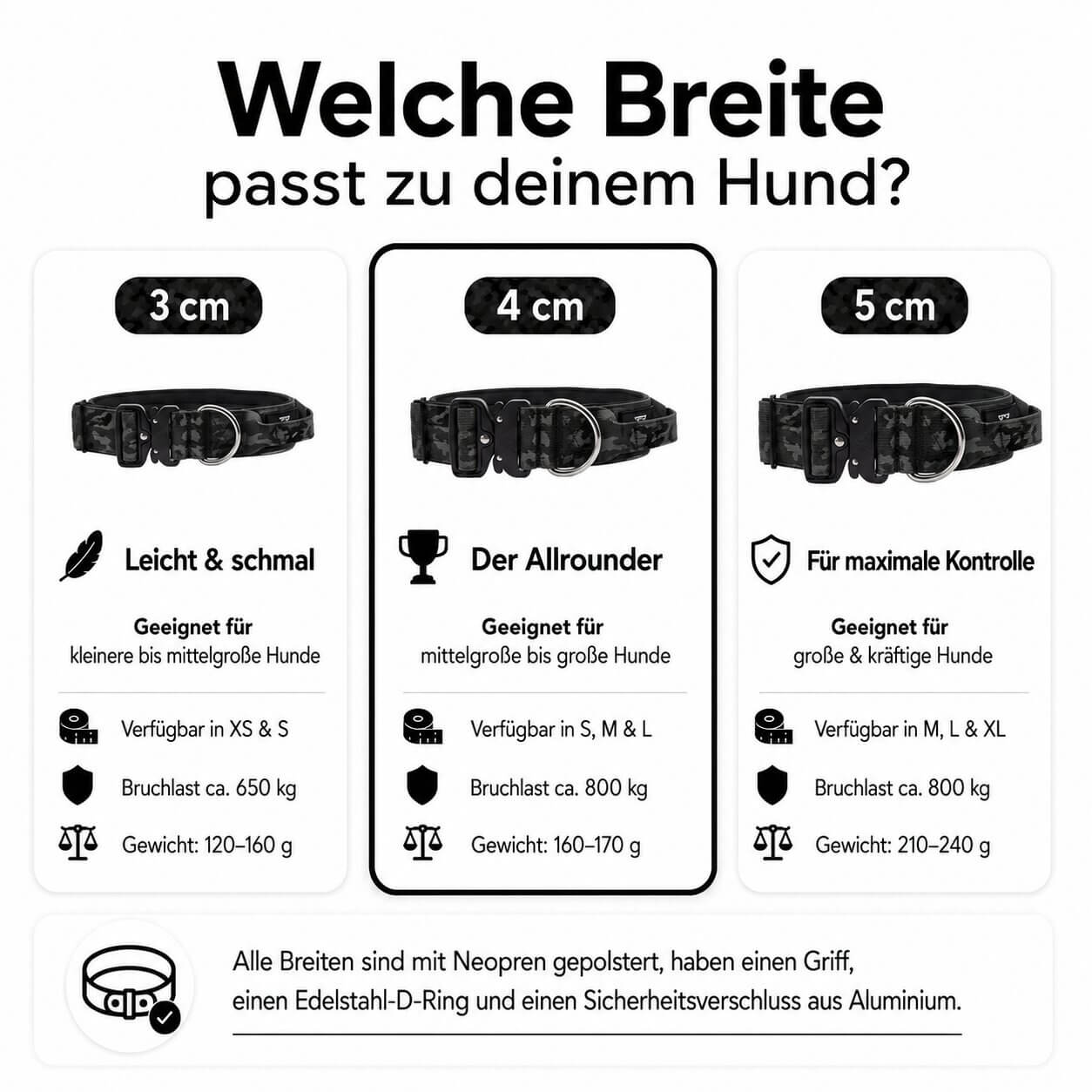Taktisches Hundehalsband mit Griff - Black Camo