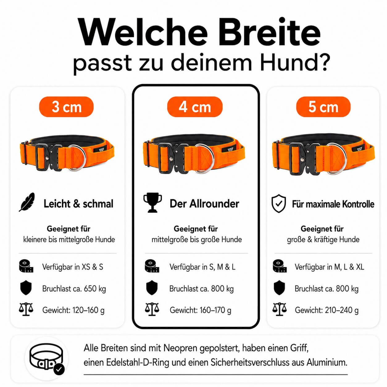 Taktisches Hundehalsband mit Griff - Orange